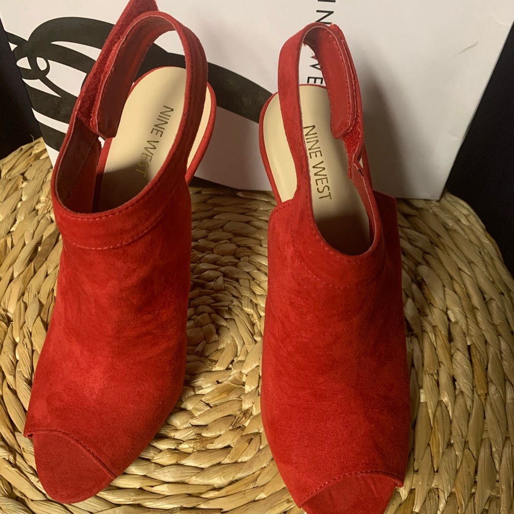 Nine West Alexandra Red Peep Toe Bootie